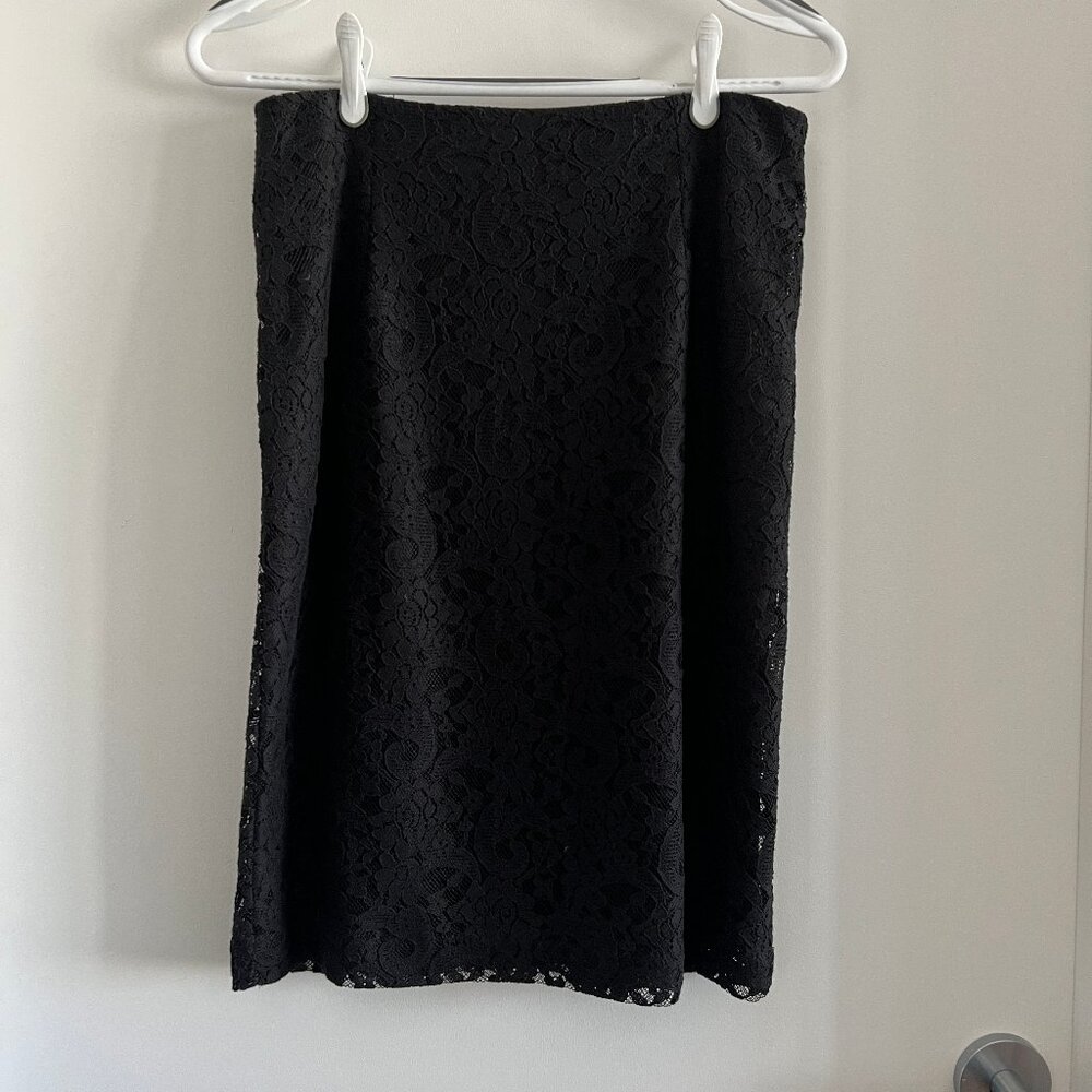 (2PcSet/$40) Banana Republic Black Floral Lace Pencil Skirt Lined Size 6